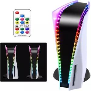 PS5/PS5 Pro/PS5 슬림용 LED 라이트 스트립 RGB 7 색상 358 효과 IR 리모컨이 있는 유연한 스티커