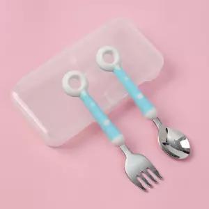 폴리 유아용 도넛 수저포크 세트(블루) 어린이숟가락