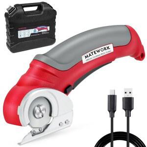 [미국배송] 메이트워크 무선 전기 가위 여행 가방 포함 4V 멀티 커터 자동 연마 블레이드 2000MAH 골판지 카펫 가죽용 파워 로터리 가위