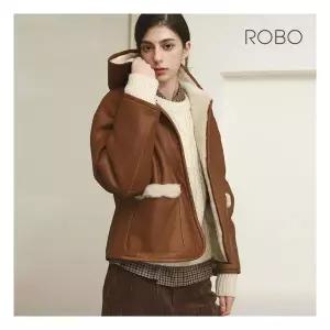 로보 25FW 후드 무스탕 숏코트 1종