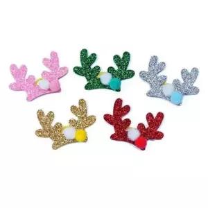 [반려] 자동핀 루돌프 10개 총 강아지헤어핀 1판 5색x2개씩