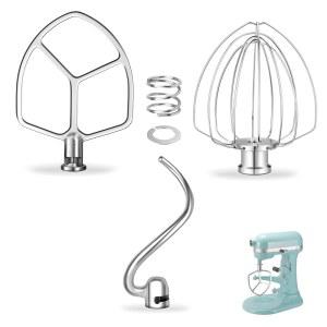[미국배송] 주방 보조 6QT 볼 리프트 스탠드 믹서용 스테인리스 스틸 교체 액세서리 키트 플랫 비터 패들 6 와이어 휘스크 도우 후크 포함 KP26 KL26 KB26 KSM60에 적합
