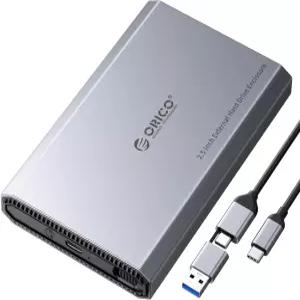 2.5인치 SATA SSD/HDD용 ORICO 알루미늄 USB C 하드 드라이브 인클로저 3.2 GEN 2 to A/C in 1 케이블