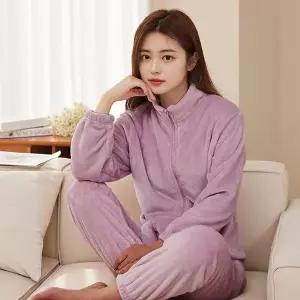 [셀러허브]여자 후리스잠옷 겨울 두꺼운 극세사 밍크 수면 잠옷 파자마 홈웨어 세트 (S29719210)