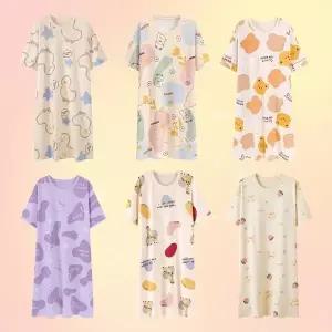 [셀러허브]루즈핏 롱 원피스 홈웨어 홈드레스 반팔 잠옷 파자마 (S42209728)