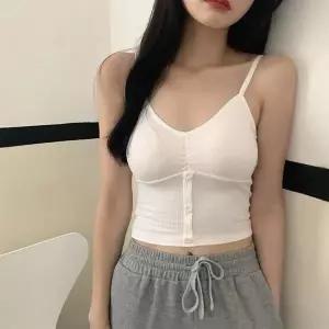 [셀러허브]여성 골지 패션 캡내장 단주 포인트 크롭탑 끈 나시 (S42497456)