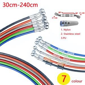 30cm-2400cm 바이크 오토바이 땋은 오일 호스 라인 튜브 파이프 범용 레이싱 유압 브레이크 10mm 밴조 28도