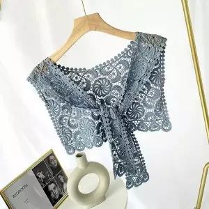 포인트 넥커버 스카프 레이스 여성 칼라 숄 네크라인