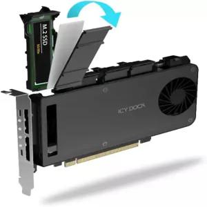 PCIe 확장 슬롯용 5.0 x 16 모바일 랙 인클로저/어댑터 카드 4 베이 리무버블 M.2 NVMe SSD (PCIe 분기