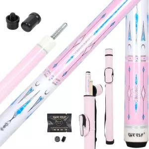 큐엘프 핑크 풀 큐 스틱 58인치 캐나다 메이플 당구 전문 여성 및 여성용 선물