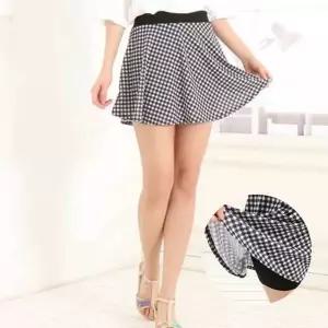 캐주얼 치마 3부 스타일룩 패션 플레어 체크 레깅스