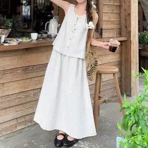 데일리 민소매 썸머 세트 투피스 밴딩스커트