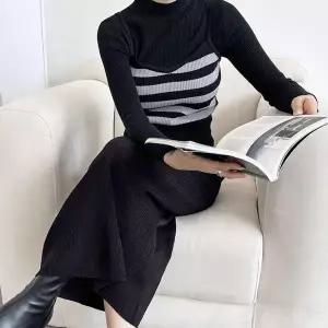 롱 스커트 나시 세트 하객룩 니트 스트라이프 밴딩