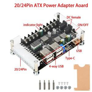 2024핀 ATX 전원 공급 장치 브레이크아웃 보드 데스크탑 섀시 모듈 USB 5V 12V 고속 충전 조절 가능 전압