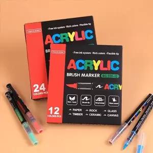 [셀러에이드]브러쉬타입 아크릴펜세트 아이디몬 24색