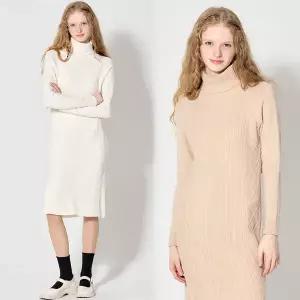 [오조크][오조크(OZOC)] 자가드 터틀넥 원피스 (택가격 79000원)