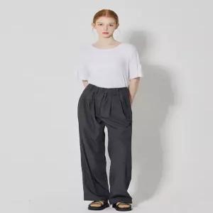 [오조크][오조크(OZOC)] 레이온 혼방 투턱 벨티드 와이드팬츠 (택가격 159000원)