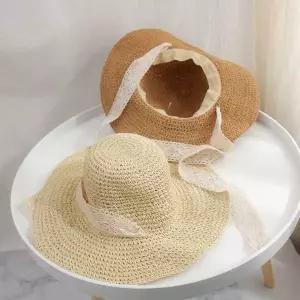 플로피햇 밀짚 리본 레이스 여름모자 벙거지 라피아햇