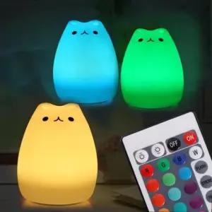 [Deco] 리모컨식 터치변환 무드등 실리콘 고양이 취침등