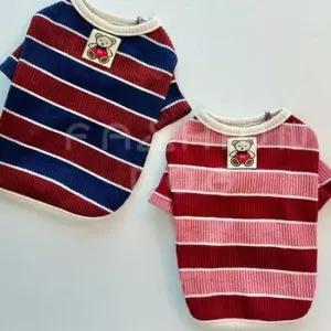 [반려] 강아지 곰돌이 티셔츠 1P 반려견 간절기 줄무늬티