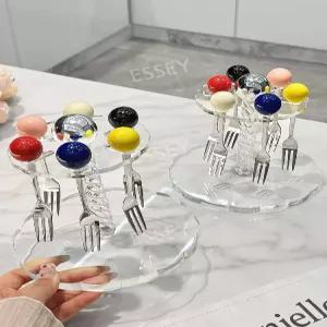 컬러볼 과일 색상 세라믹 포크 혼합 디저트 세트 홈카페