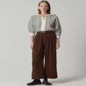 [오조크][오조크(OZOC)] 벨트 세트 코듀로이 핀턱 와이드 슬랙스 (택가격 112000원)