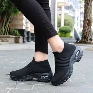 여성 워킹화 니트 슬립온 베이직 워킹화 스니커즈 EmW9+5QmL
