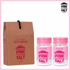 히말라야 핑크소금 답례품세트 39호 크리스탈300g 조미료캡보틀x2개입(가는입자) 보틀 결혼식 돌잔치 고희
