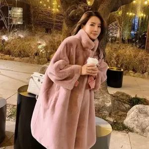 인조밍크코트코디 여성겨울코트 여자 청담동 며느리 룩 엄마 외출 페이크 퍼