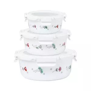 [샐마][샐마] 메이페어 플뢰르데샹 유리 밀폐용기 3종 세트