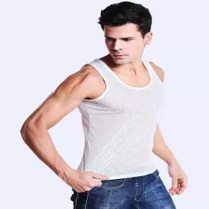 여름 쿨나시 아이스 실키 좁은 어깨끈 메쉬 민소매 남자런닝 남자반팔티
