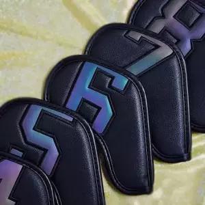 홀로그램 아이언 커버 10p 블랙 아이언헤드 골프커버 골프채커버 아이언케이스 클럽헤드