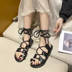 여성 여름 스트랩 샌들 블랙 캐주얼 끈형 편한 샌달 샌들 여성쪼리