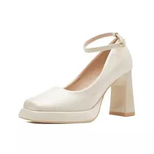 신부 웨딩슈즈 통굽 하이힐 결혼식 정장구두 브라이덜 미들힐 피로연 가보시