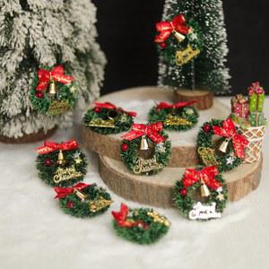 크리스마스 10개 미니 리스 인형집 미니어처 트리 장식 갈란드 소나무 공예 테이블 장식품
