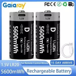 1.5V 5600mWh 충전식 배터리 USB Type-C 고용량 D 크기 LR20 가스 밥솥 물용 리튬 이온 셀