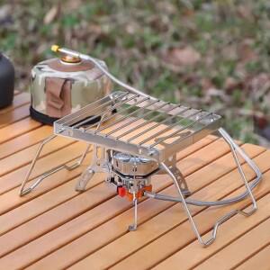 야외용 호환 스토브 홀더 휴대용 호환 접이식 주전자 스테인리스 스트라이프 그리드 미니 베이킹 트레이