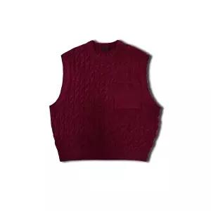 [리빌모아]남자 케이블 포켓 라운드 니트 베스트 OF-VEA-Q011-버건디