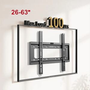26-63인치 화면호환  고정형 TV 벽걸이 브래킷 금속 VESA 마운트 400x400mm 하중 50Kg/110lb 가정호환  안