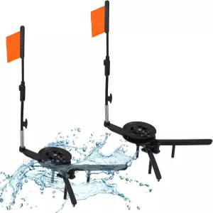 실리풀 2개 얼음 낚시 팁 장비 낚싯대를 오렌지 폴 플래그로 접을 수 있는 원형 앵글러 태클 액세서리를