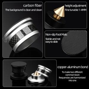 하이파이 스피커 스파이크 절연 스탠드 카본 알루미늄 합금 댐핑 금속 발 패드  콘 발 4개