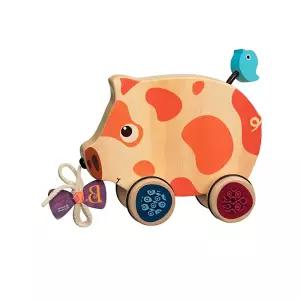 돌아기 원목 돼지 산책놀이 긴줄 풀링장난감 대근육발달 조카선물 걸음마보조기 유아끌차 영아완구