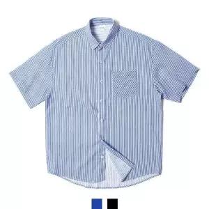BS 잔스트라이프 린넨 루즈핏 반팔셔츠 남자셔츠 여름셔츠
