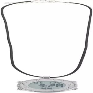 Hemoblo 디지털 포켓 워치 체인넥이 달린 목걸이 전기 넥 피트니스 타이머 스포츠 여행용 화이트