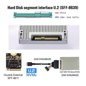 HFC 2230 NVMe M.2 남성-Oculink SFF-8612 PCI-E4.0 U.2 SSD EGPU호환  67핀 암 수직 호스트 어댑터