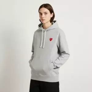 [꼼데가르송] 레드 하트 와펜 그레이 후드티셔츠 150518531