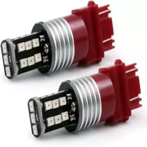 Syneticusa 3157 빨간색 깜박이는 스트로브 후방 경고 안전 브레이크 테일 스톱 고출력 LED 전구