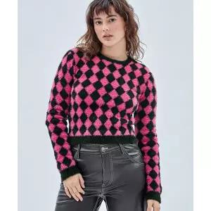 매장정품 게스 GUESS GO 다이아몬드 체커보드 날개사 긴팔 스웨터 YN1S1630 603381