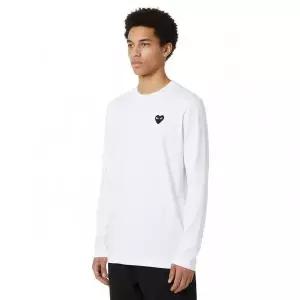 [꼼데가르송] 블랙 하트 와펜 긴팔티셔츠 화이트 152613849