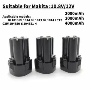 10.8V/12V 2.0Ah-4.0Ah 리튬 이온 충전지  Makita용 BL1013 BL1014 BL 1013 1014 교체용 배터리
